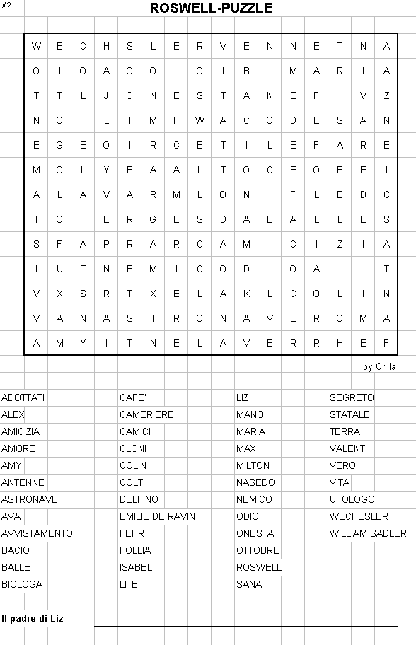 Schema del gioco Crucipuzzle n.2