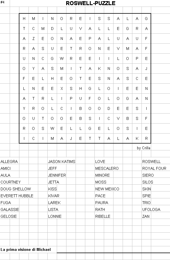 Schema del gioco Crucipuzzle n.4